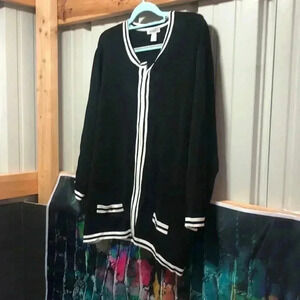Dressbarn cardigan zipper jacket sweater black and white size 18/20